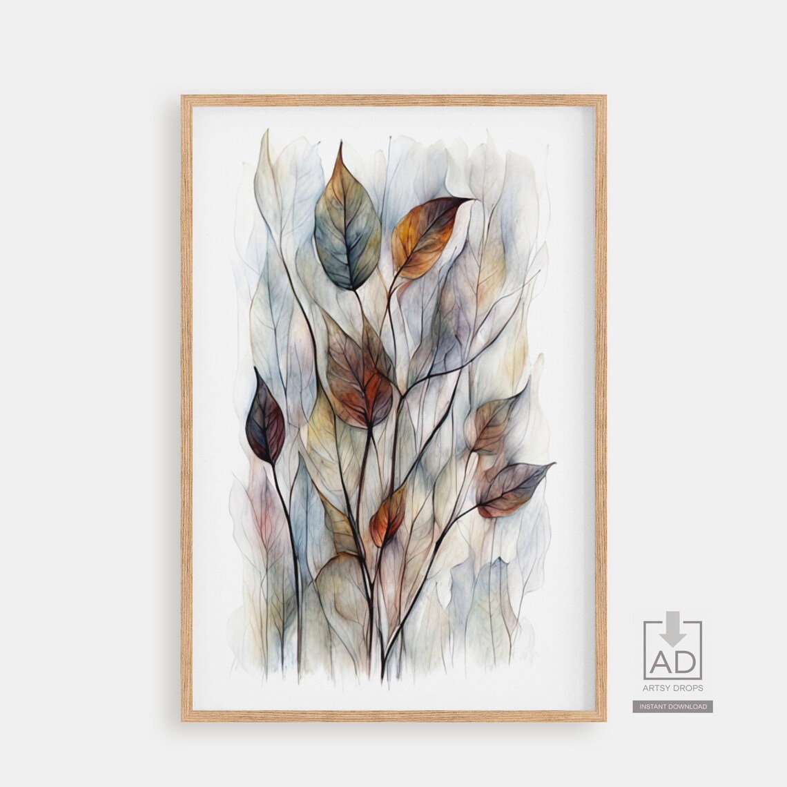 Translucent Layered Leaves Minimalist Watercolor Painting Poster
