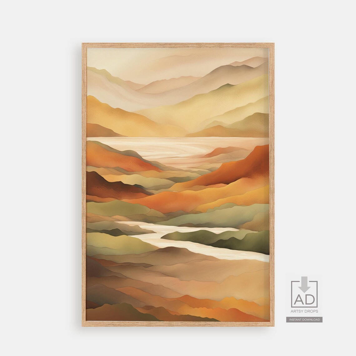 Terracotta Layered Mountains Abstract Boho Desert Landscape Poster