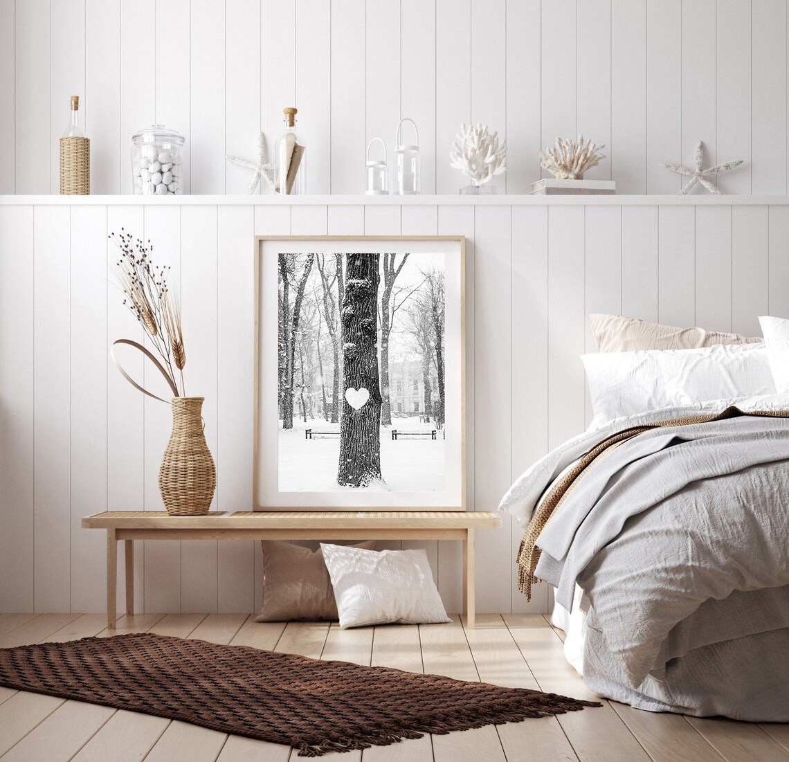 Heart Carved In Tree Trunk In Snowy Winter Park Photo Poster - Image 4