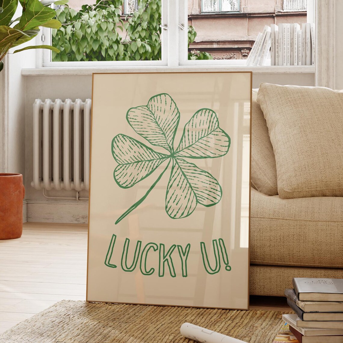 Lucky You Minimalist St Patricks Day Shamrock Art Print