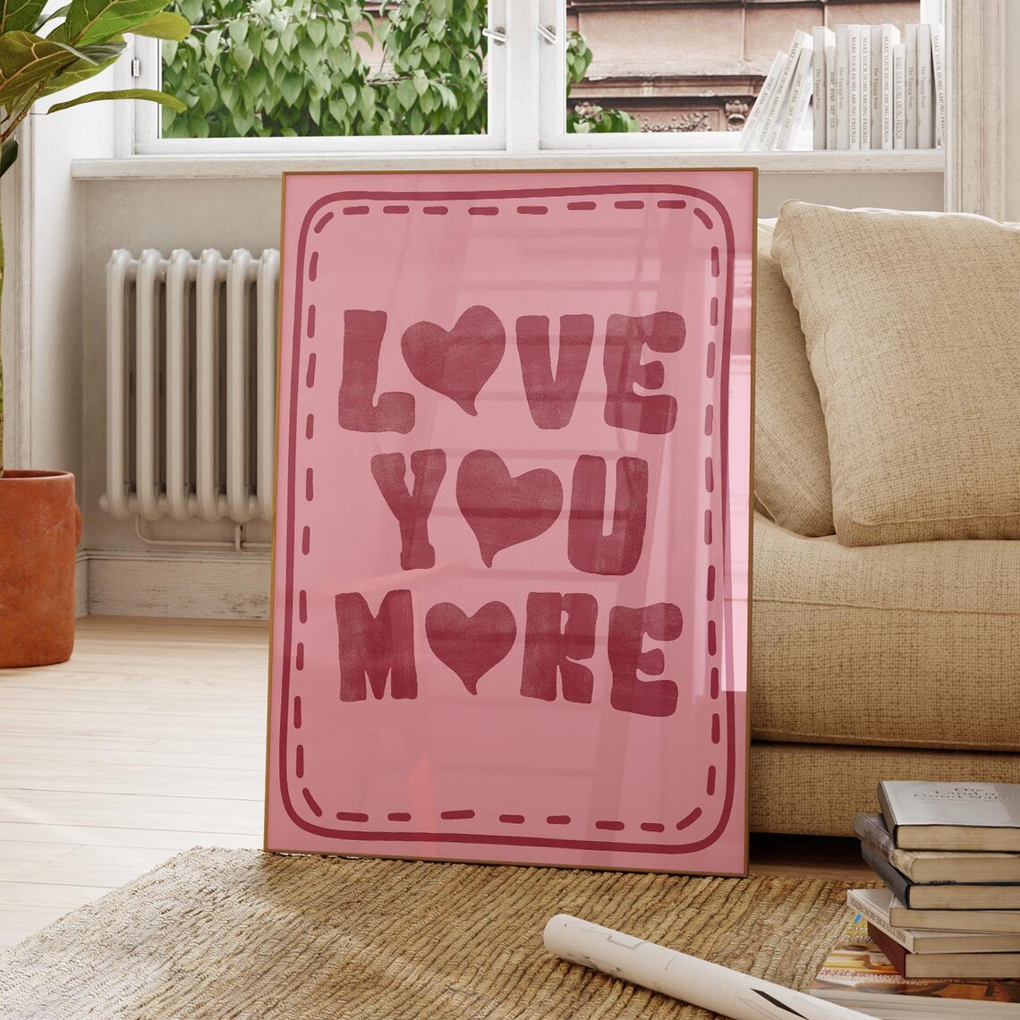 Love You More Minimalist Valentine Art Print