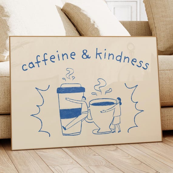 Caffeine Kindness Trendy Coffee Kitchen Wall Art Print Minimalist Bar Cute Poster Cooking Home Decor 1