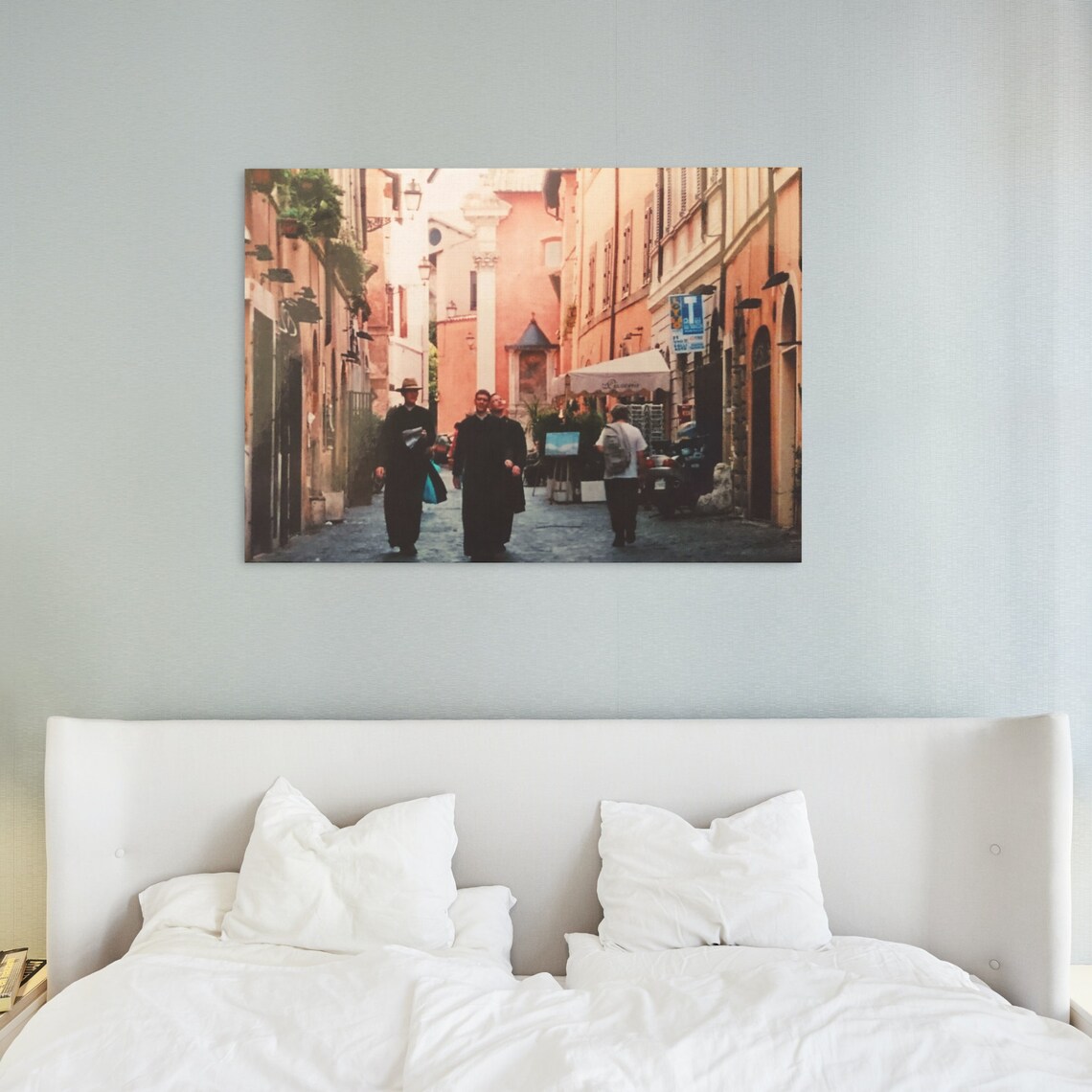 Warm Color Rome Street with Priests Italy Travel Photo Poster - Image 3