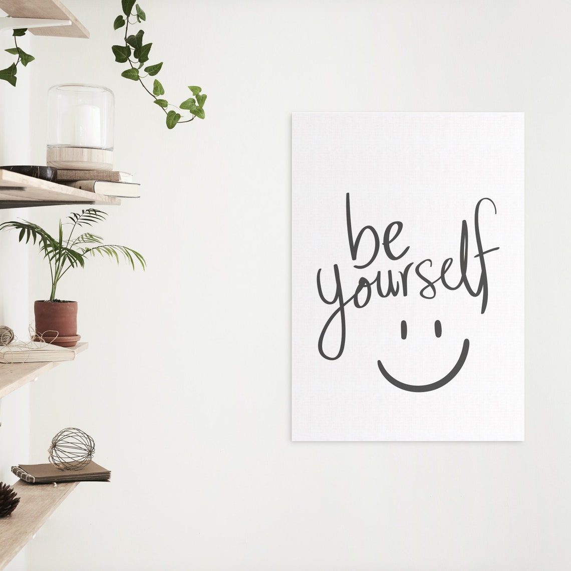 Be Yourself Poster Smiley Face Handwritten Typography Quote Art - Image 2