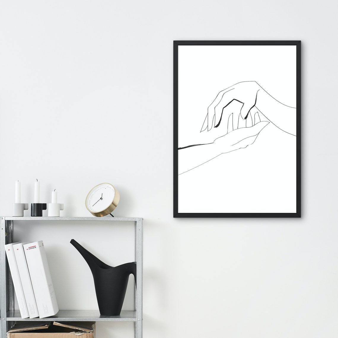 Interlaced Hands Line Art Poster Minimalist Black And White Design - Image 3