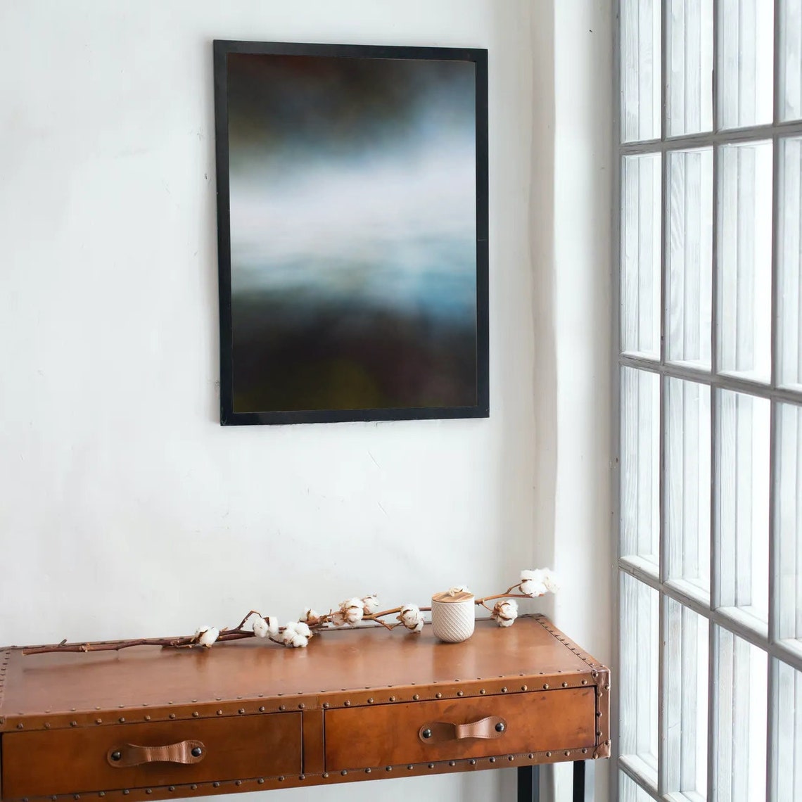 Misty Water Blur Poster Soft Blue Gray Abstract Ocean Haze Scene - Image 2