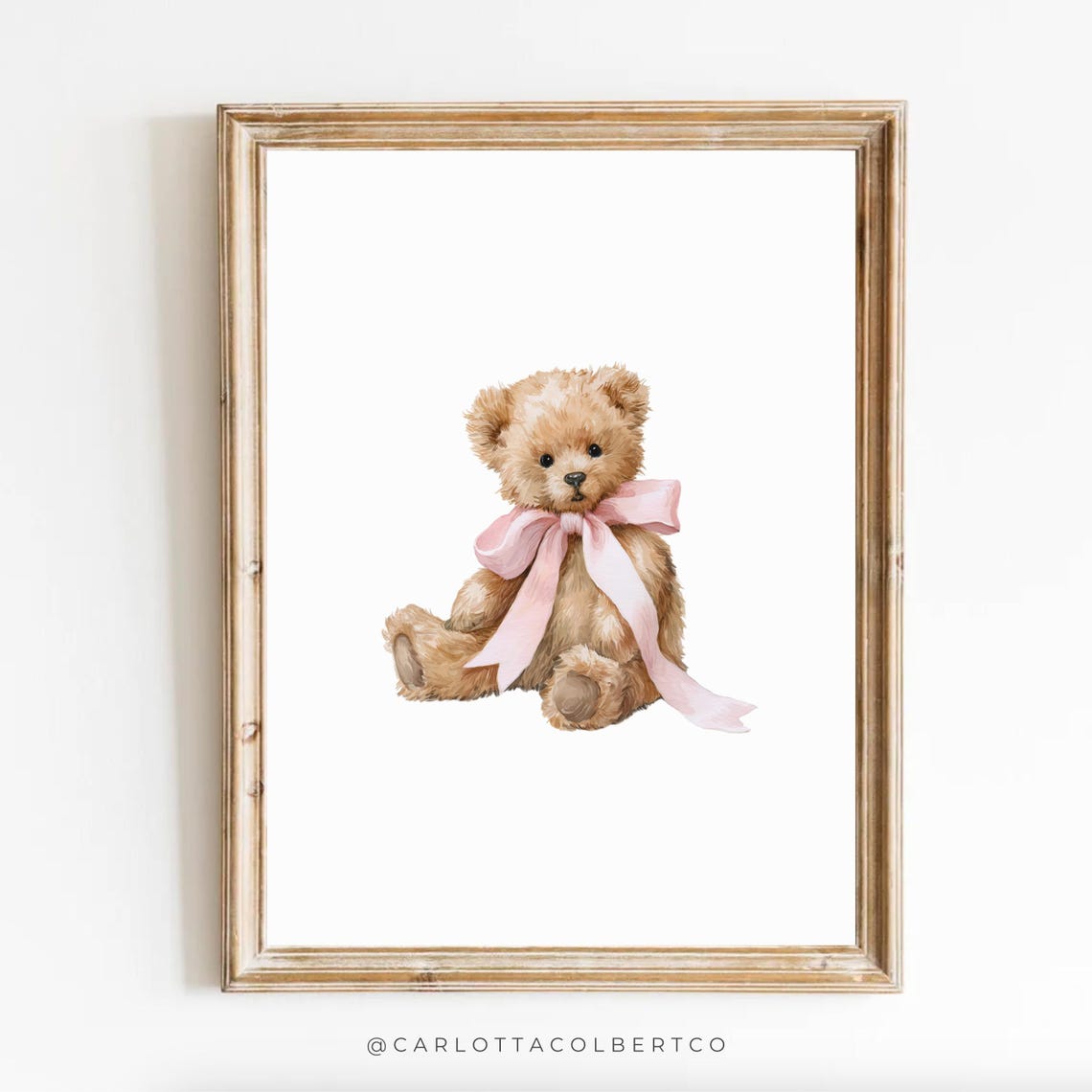 Pink Bear Vintage Nursery Art Poster