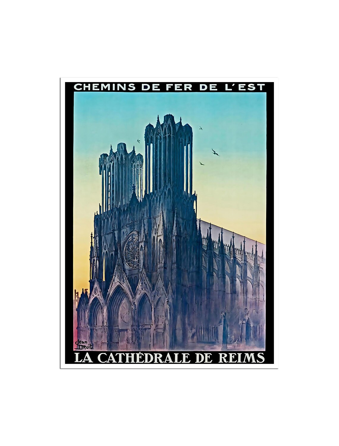 La Cathedrale de Reims Vintage French Railway Cathedral Travel Poster