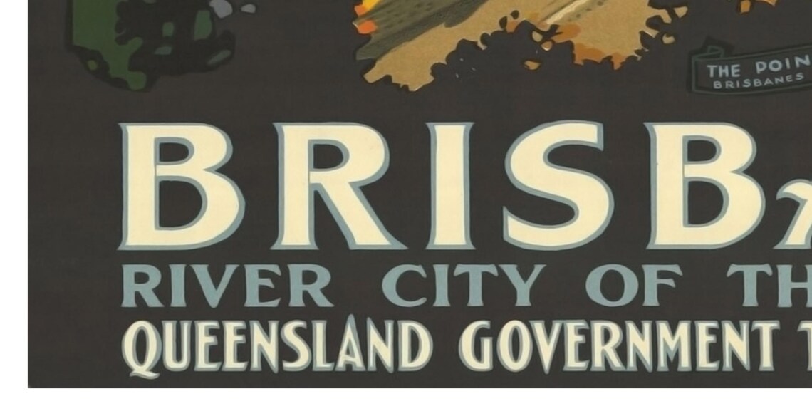 Brisbane River City of the North Poinsettia Vintage Travel Poster - Image 2