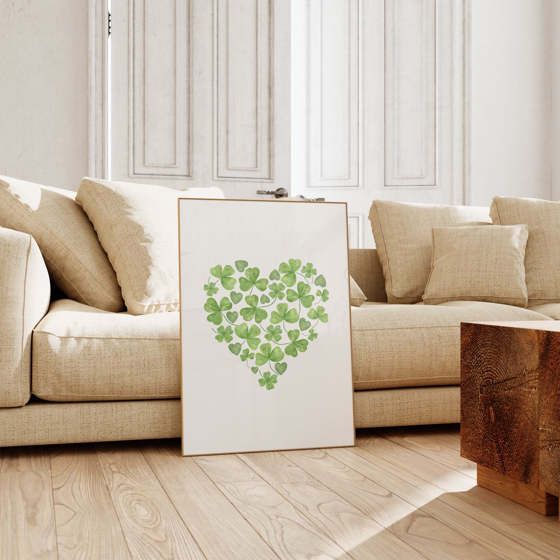 Shamrock Heart Watercolor Green St Patricks Day Irish Wall Print - Image 2