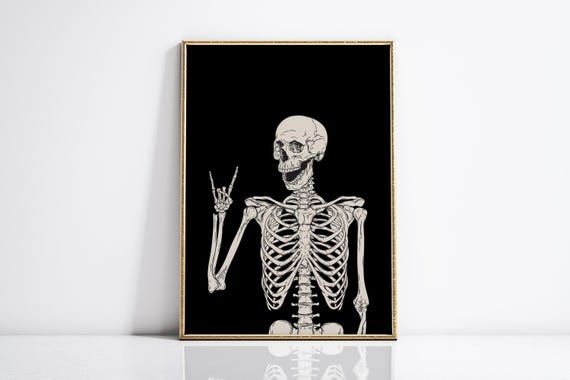 Halloween Poster Funny Halloween Poster Halloween Art Halloween Skeleton Print Halloween Home Decor Trendy Halloween Prints