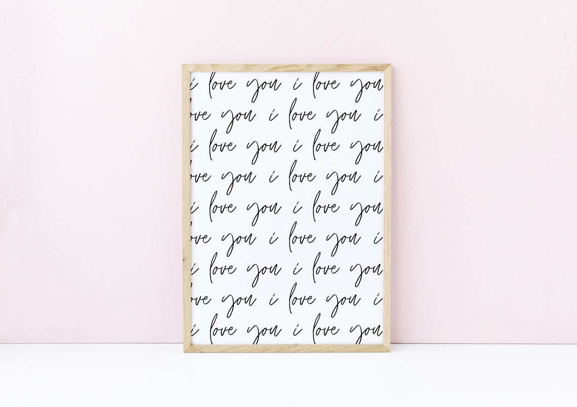 I Love You Script Pattern Repeat Valentine Love Note Wall Print - Image 3