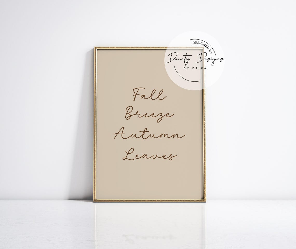 Fall Breeze Autumn Leaves Sign Neutral Beige Fall Decor Poster - Image 4