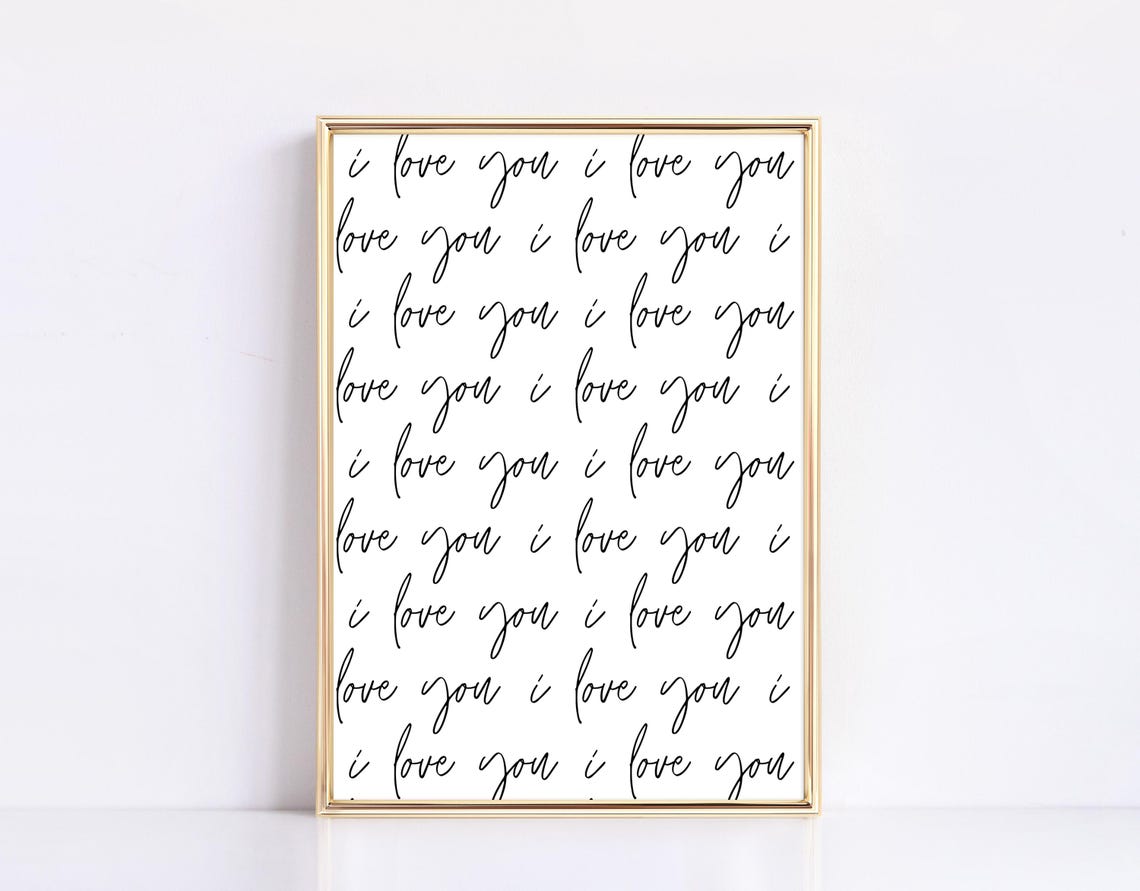 I Love You Script Pattern Repeat Valentine Love Note Wall Print