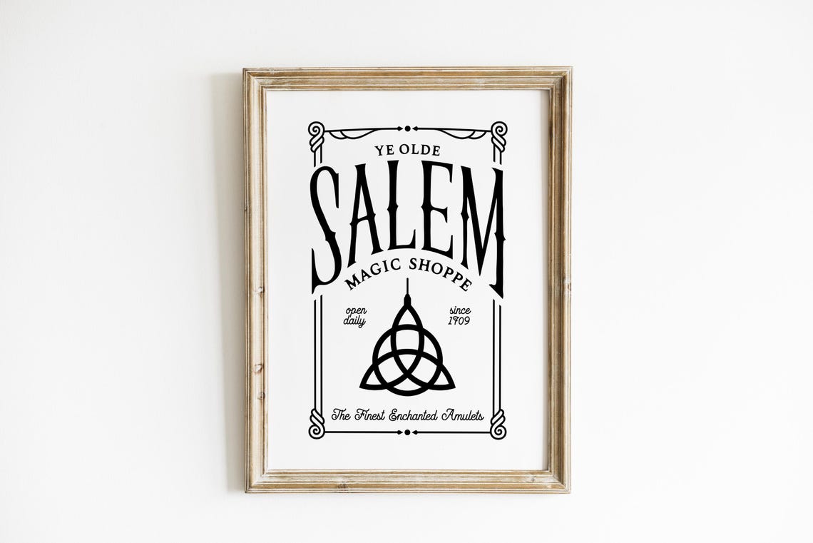 Ye Olde Salem Magic Shoppe Enchanted Amulet Witchy Decor Poster