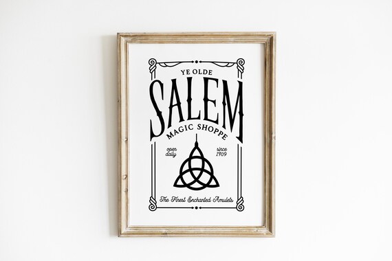 Ye Olde Salem Magic Shoppe Enchanted Amulet Witchy Decor Poster