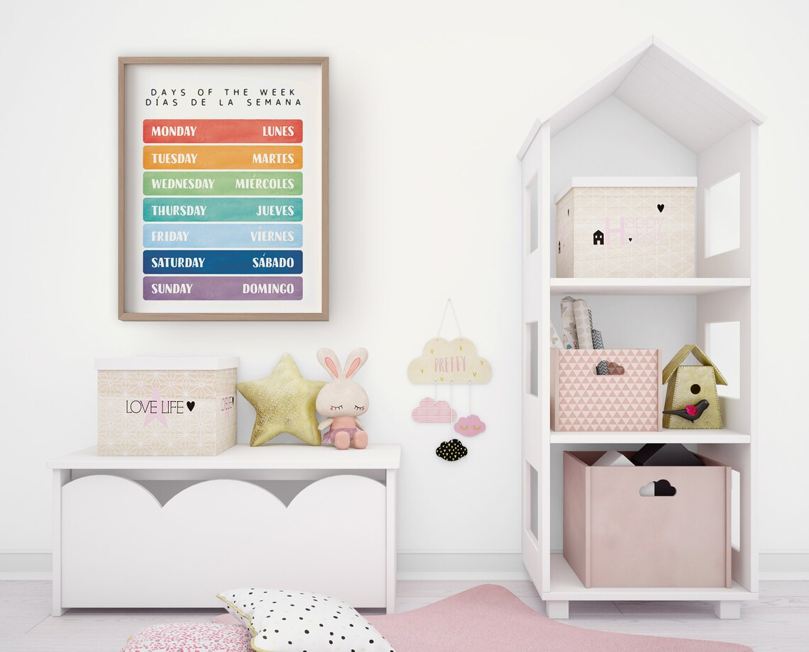 Spanish-English Educational Poster, Playroom Learning Poster - Image 3