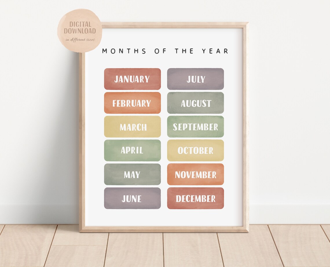 Months Of The Year Poster, Rainbow Nursery Decor - Image 2