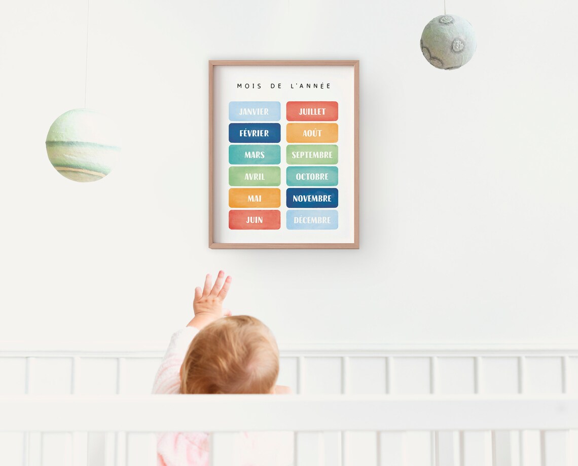 French Educational Months of the Year Poster Print - Image 2