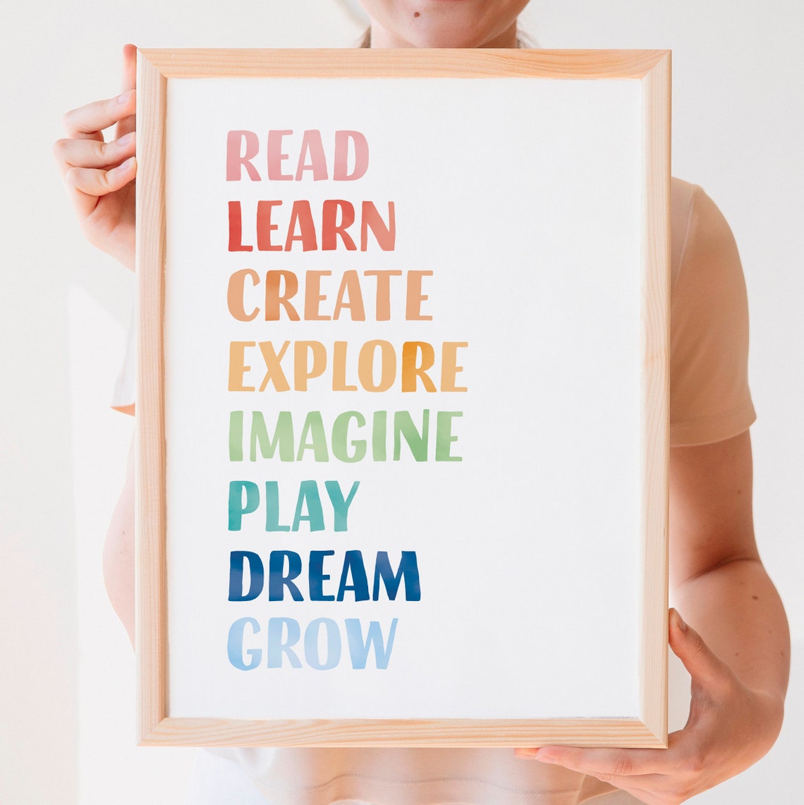 Read Learn Create Explore Imagine Play Dream Grow Kids Poster