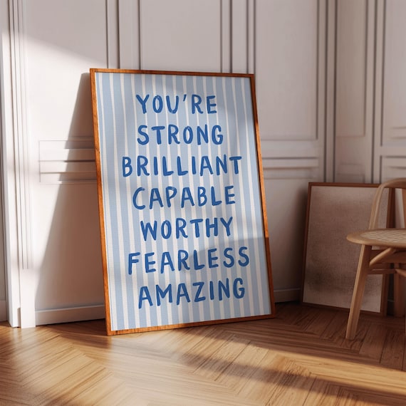 Light Blue Affirmation Poster Girly Inspirational Wall Art
