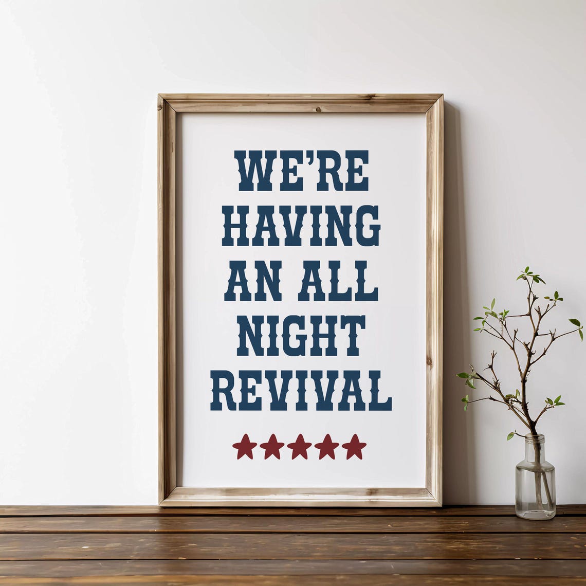 All Night Revival Wall Art Trendy Cowboy Wall Art Cowgirlcoastal Dark Blue Western Inspired Wall Art College Dorm Gallery Wall Art Poster - Image 3