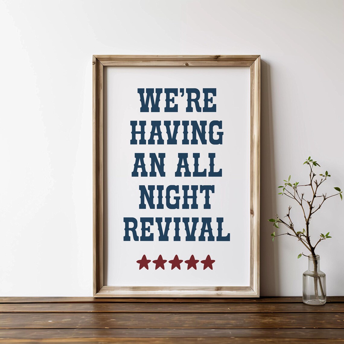 We Are Having An All Night Revival Navy Stars Country Poster - Image 3