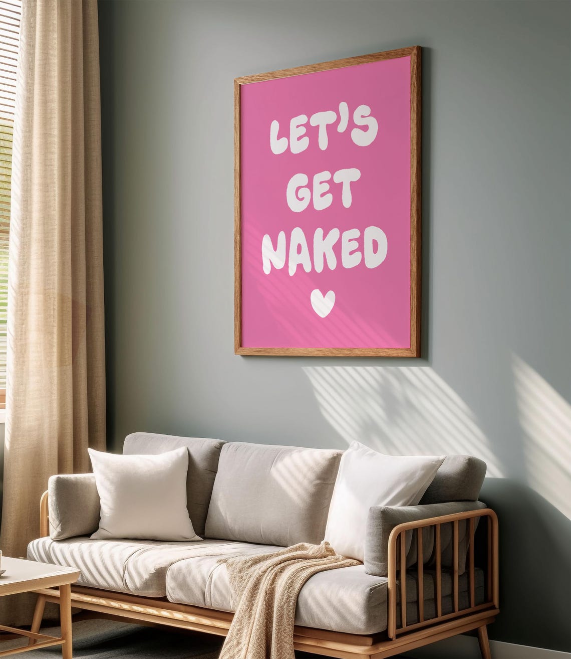 Lets Get Naked Bold White Bubble Letters Pink Bathroom Poster - Image 3