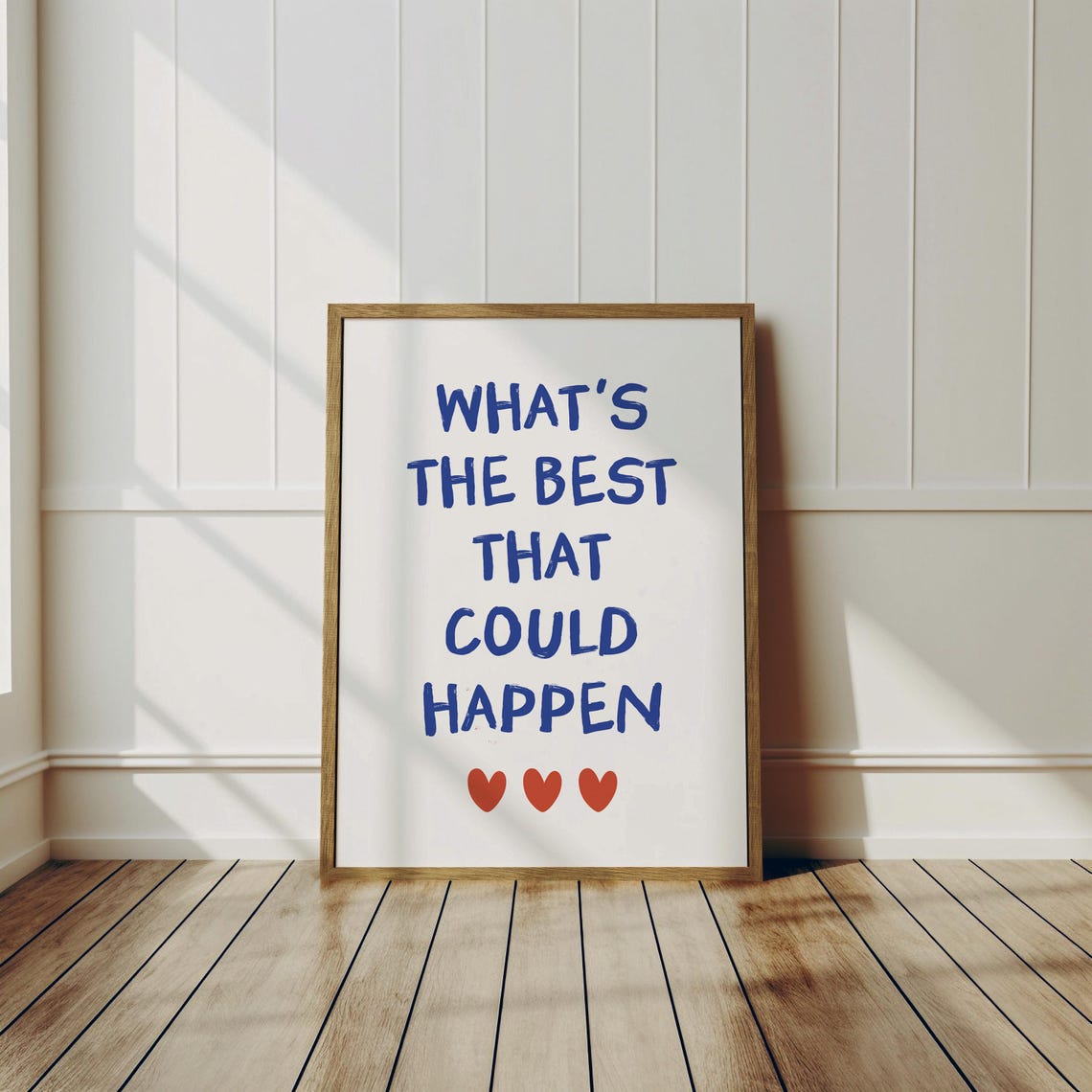 Whats The Best That Could Happen Blue Brush Hearts Optimism Poster - Image 3