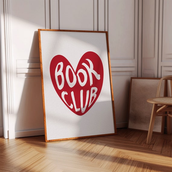 Book Club Wall Art Lovers Cute Apartment Gifts For Bookworms Minimalist Trendy Library Decor Dorm Room