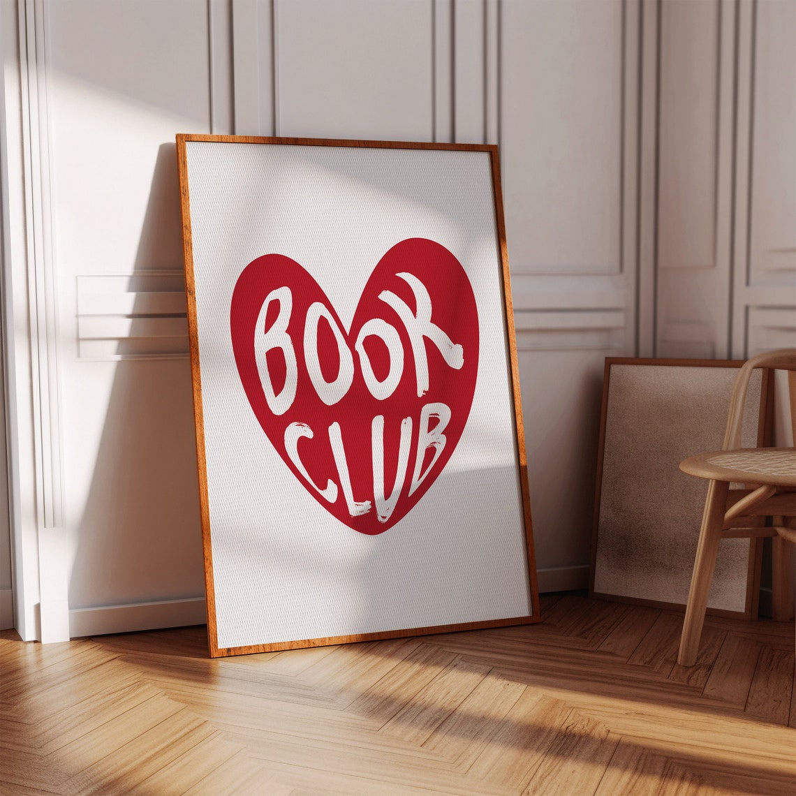 Book Club Red Heart Fun Trendy Reading Nook Wall Decor Poster