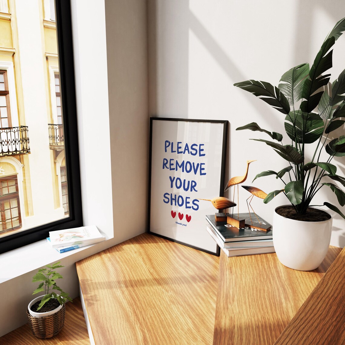 Please Remove Your Shoes Sign, Minimal Retro Art Print - Image 2