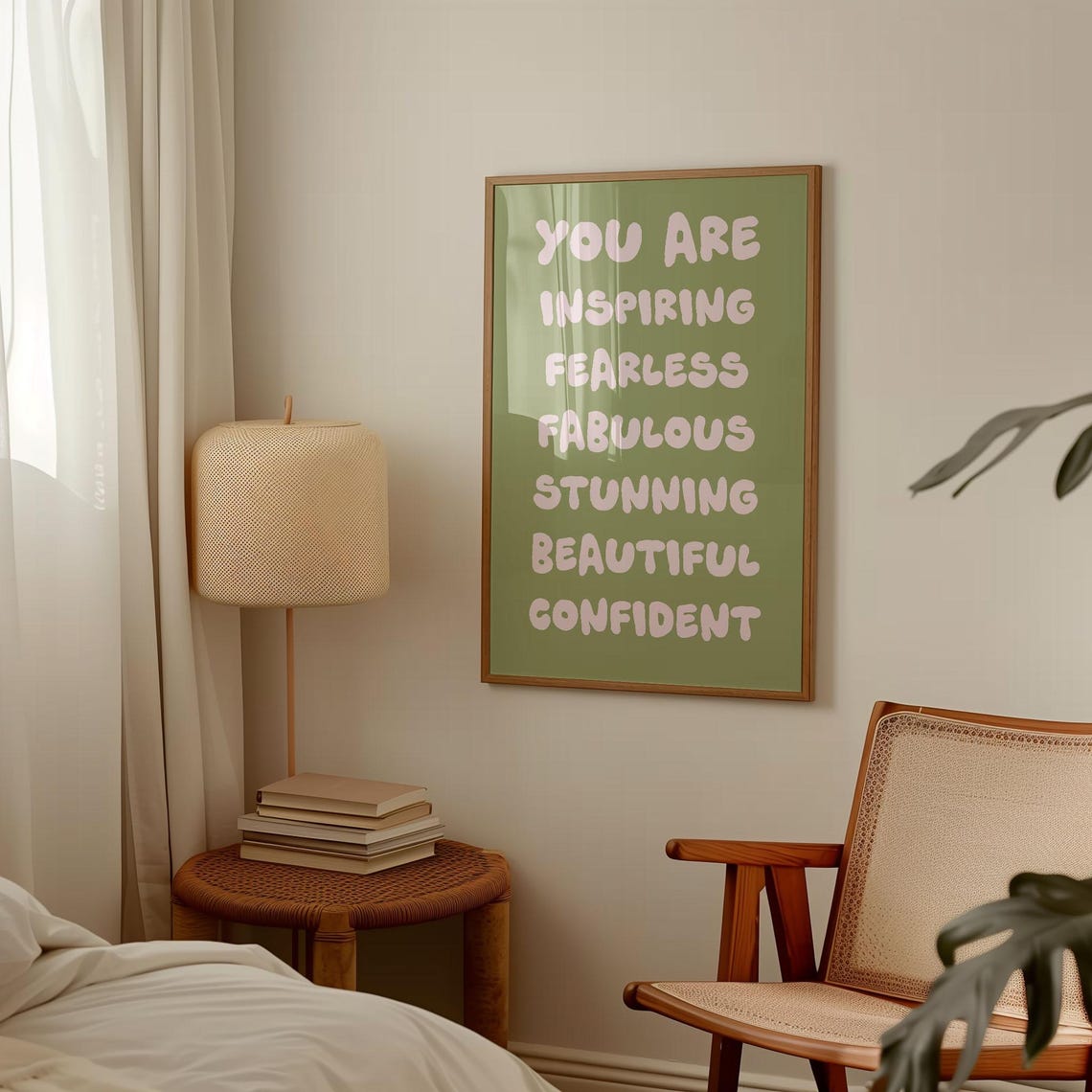 You Are Inspiring Fearless Fabulous Sage Green Affirmation Poster - Image 2