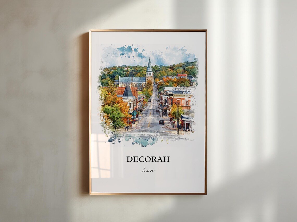 Decorah Iowa Watercolor Travel Poster, Winneshiek County - Image 4