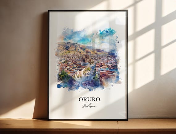 Oruro Bolivia Wall Art La Paz Print Watercolor Gift Travel Poster Housewarming