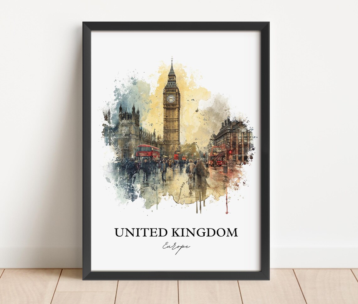 United Kingdom London Big Ben Watercolor Travel Landmark Poster - Image 4