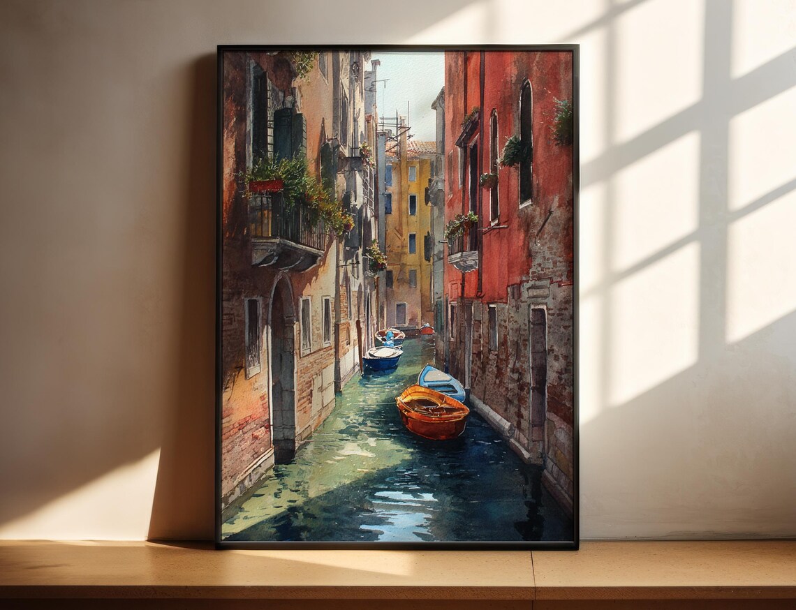 Venice Italy Watercolor Canals Wall Art Print