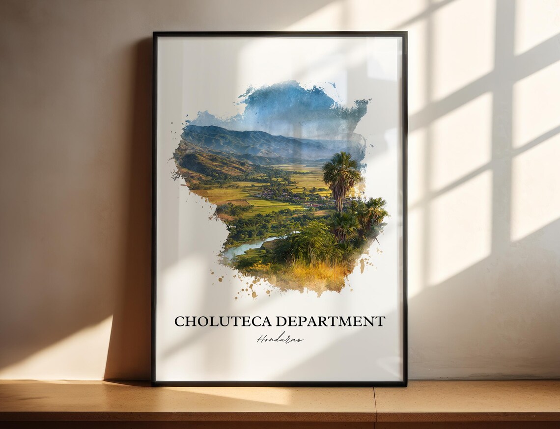 Choluteca Dept Wall Art Print Honduras Watercolor Gift Travel Poster Housewarming