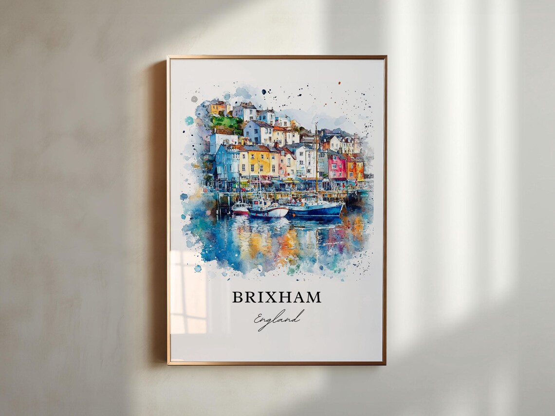 Brixham, Devon England Watercolor Travel Poster - Image 4