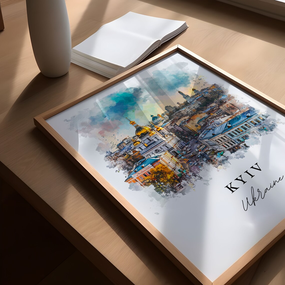 Kyiv Ukraine Golden Domed Churches Watercolor City Travel Poster - Image 5