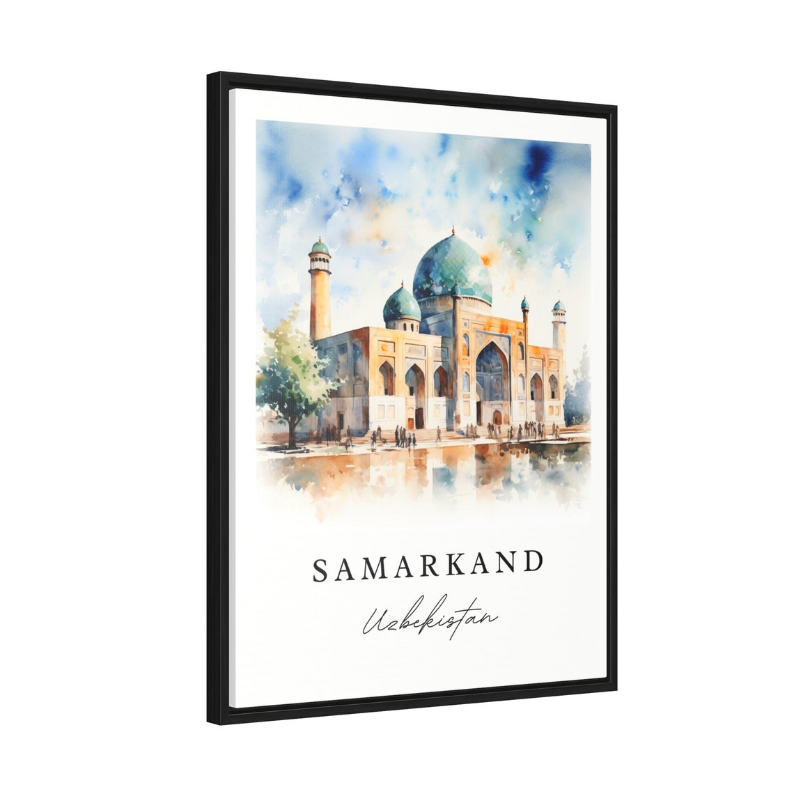 Samarkand Uzbekistan Watercolor Turquoise Dome Mausoleum Poster - Image 2