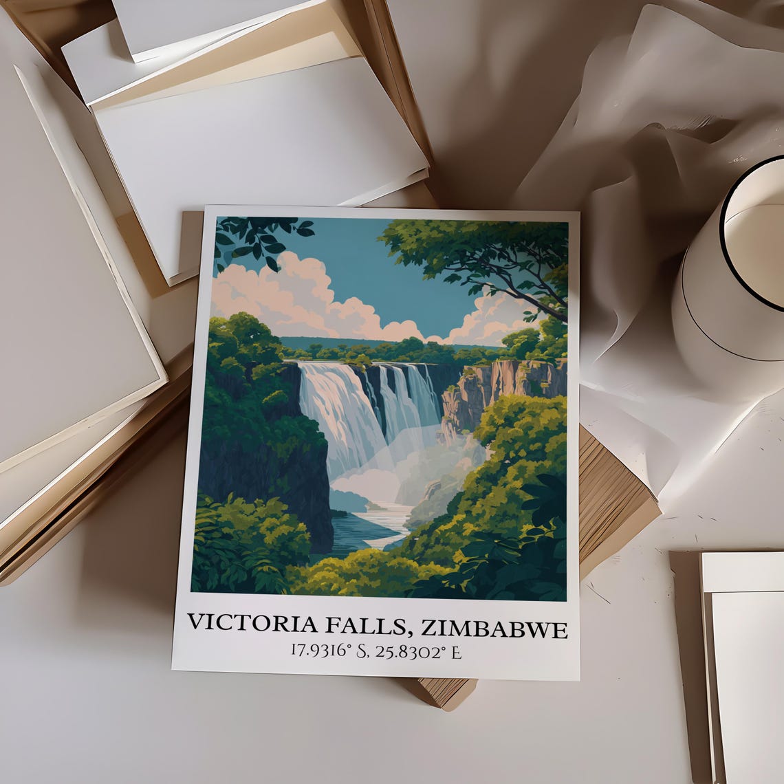 Victoria Falls Art Zimbabwe Retro Travel Decor Gift Prints Housewarming - Image 4