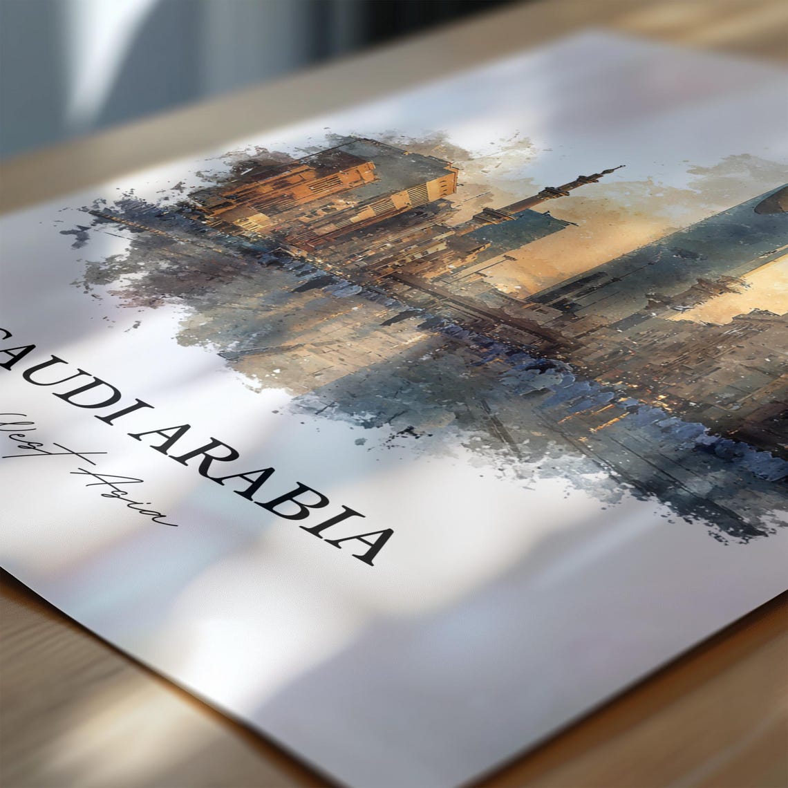 Saudi Arabia Riyadh Kingdom Centre Tower Watercolor Travel Poster - Image 6