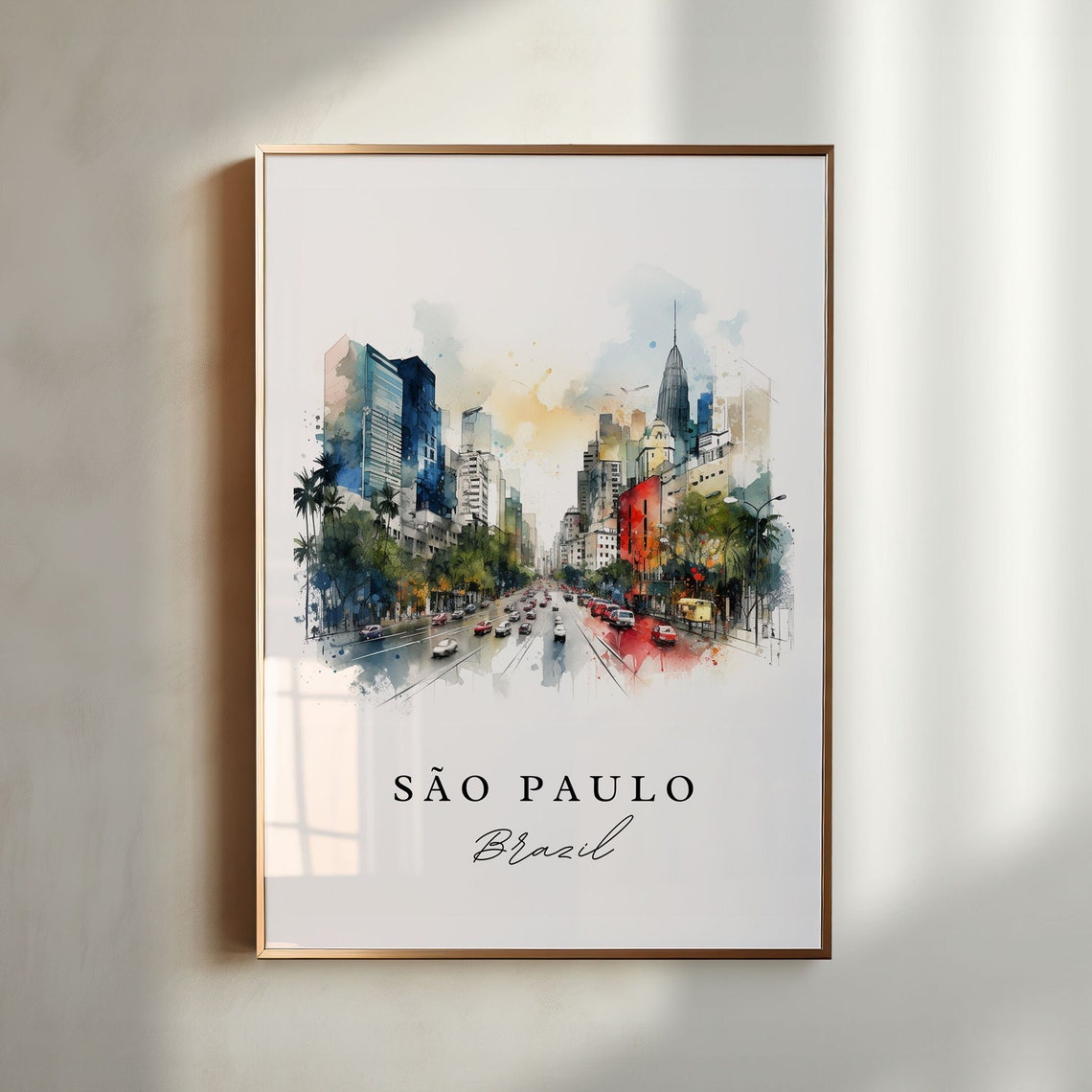S e3o Paulo Wall Art Brazil Poster, Custom Text