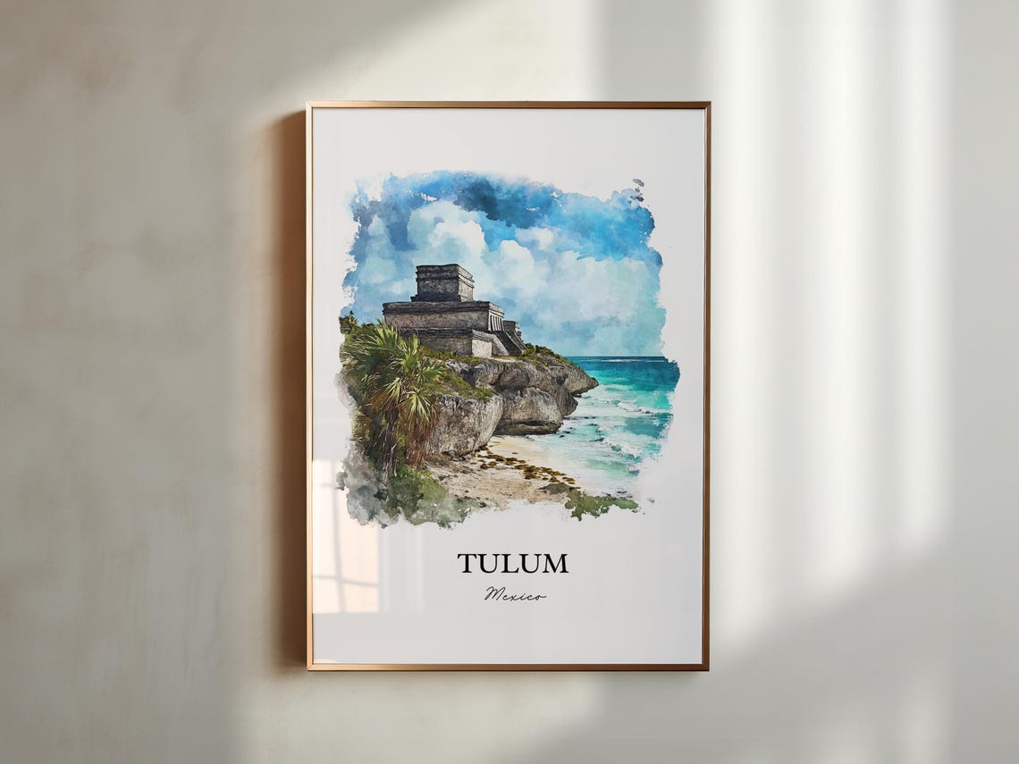 Tulum Wall Art Mx Print Watercolor Mexico Gift Travel Poster Housewarming - Image 4