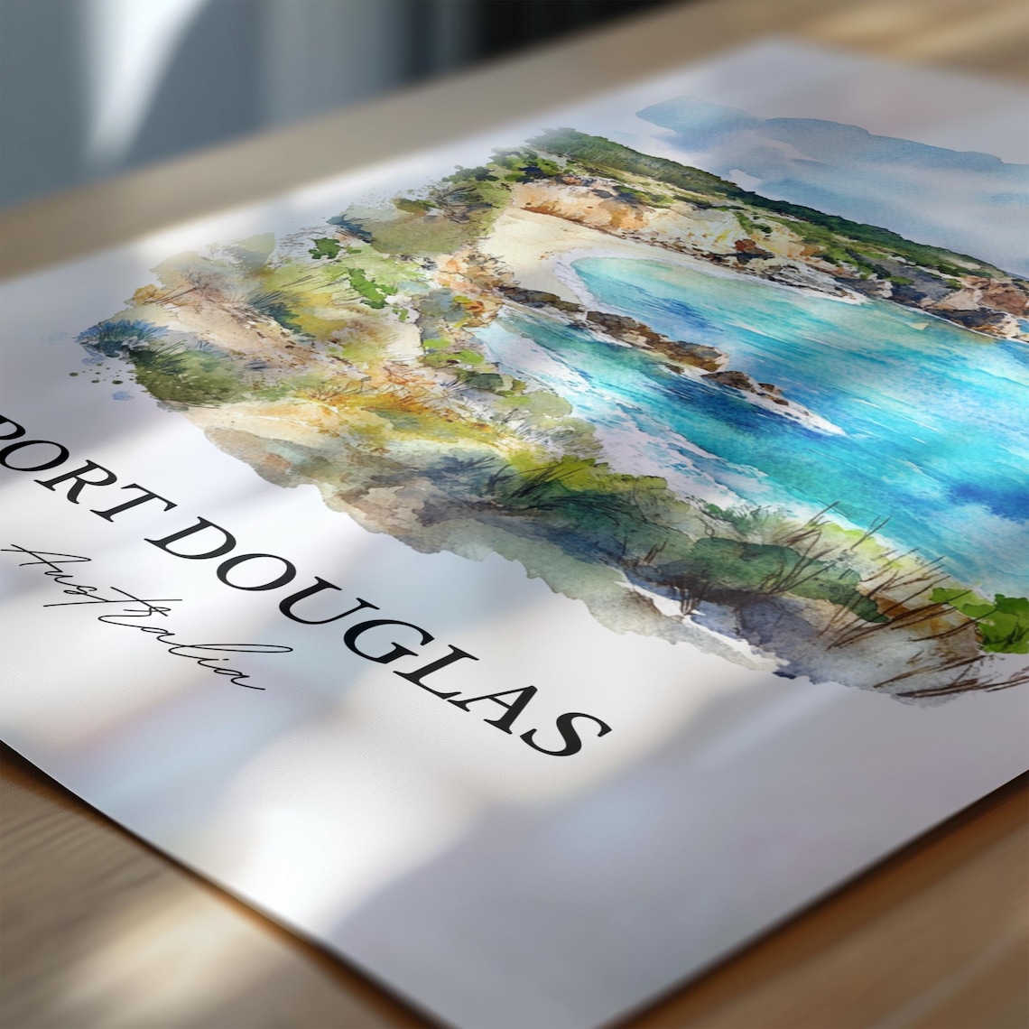 Port Douglas Australia Turquoise Bay Watercolor Coastal Art Poster - Image 5