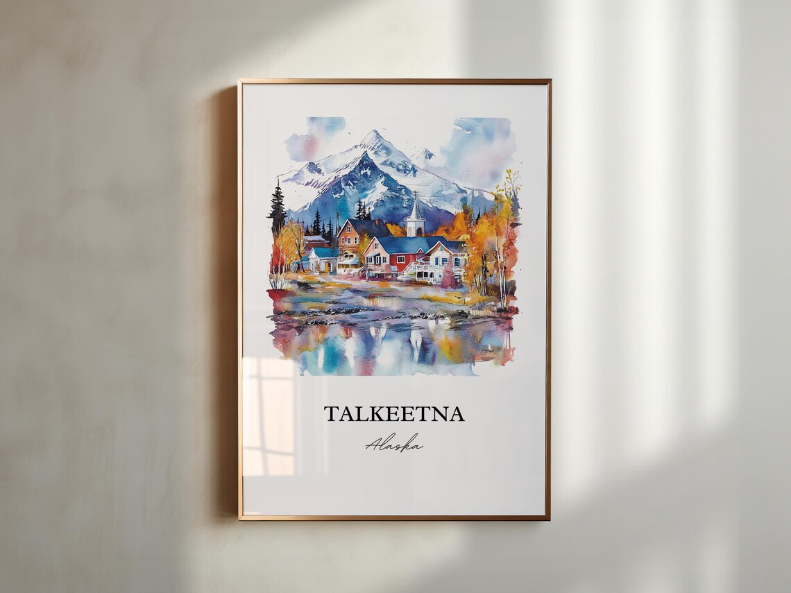 Talkeetna Watercolor Travel Poster, Alaska Art - Image 4