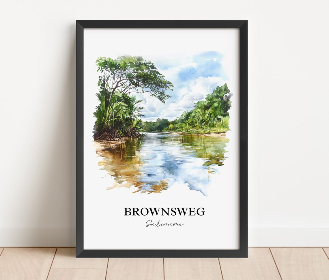 Brownsweg Suriname Watercolor Jungle River Nature Scene Poster - Image 5