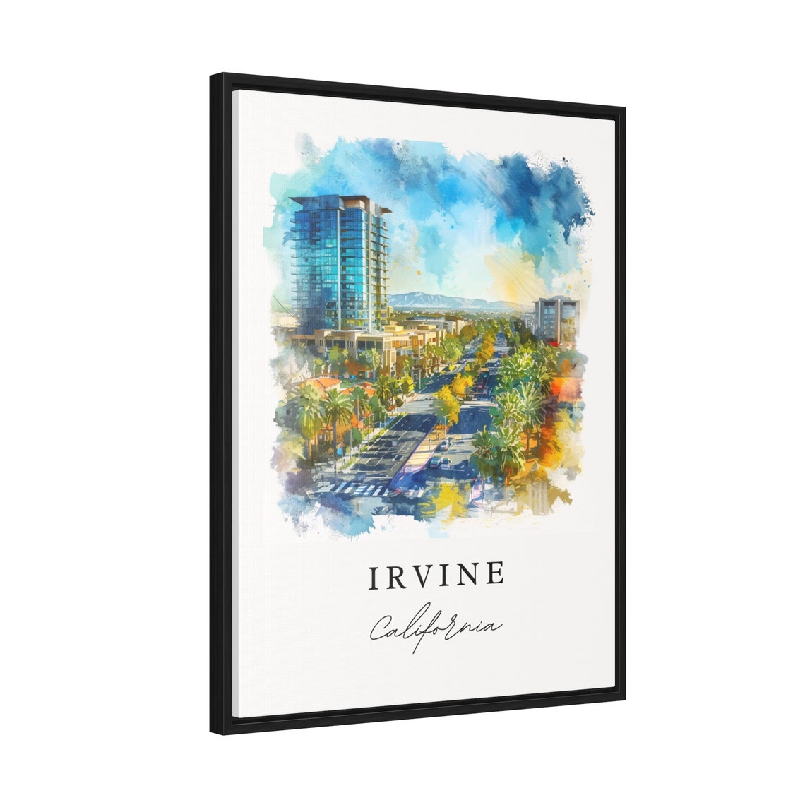 Irvine California City Boulevard Modern Skyline Watercolor Poster - Image 2