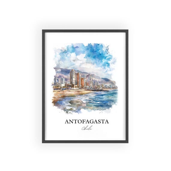 Antofagasta Chile Wall Art Atacama Desert Print Watercolor Gift Travel Poster Housewarming